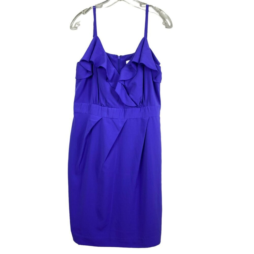 Calvin Klein Womens Purple Ruffled Sleeveless Midi Dress Back Zip Closure Side S